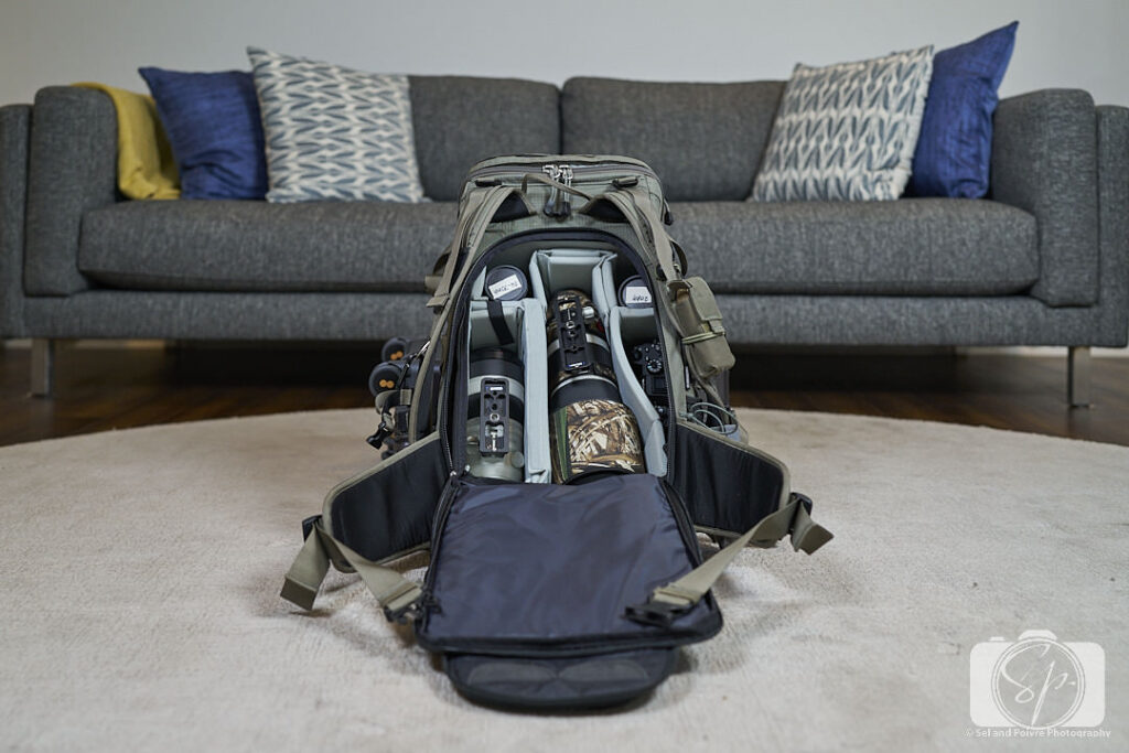 F-stop Pro Large Camera Insert inside the F-stop AJNA 37L DuraDiamond Travel and Adventure Camera Backpack