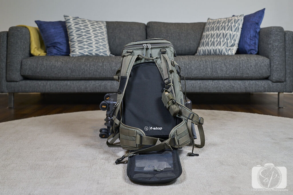 F-stop Pro Large Camera Insert inside the F-stop AJNA 37L DuraDiamond Travel and Adventure Camera Backpack