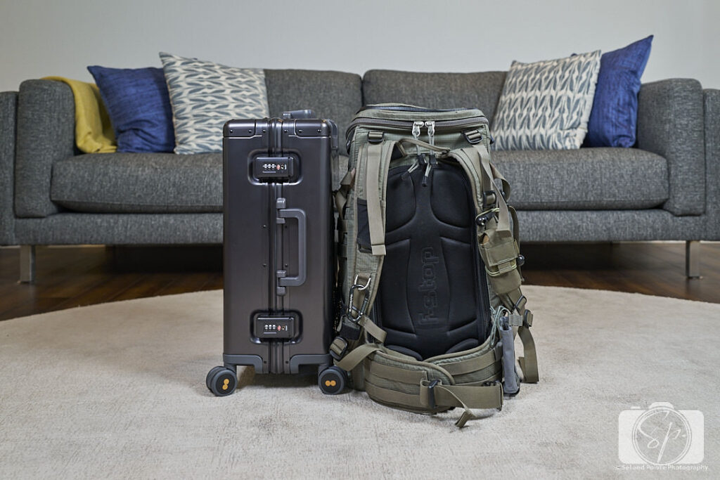 Level8 Gibraltar Aluminum Carry-On and F-stop AJNA 37L DuraDiamond Travel and Adventure Camera Backpack