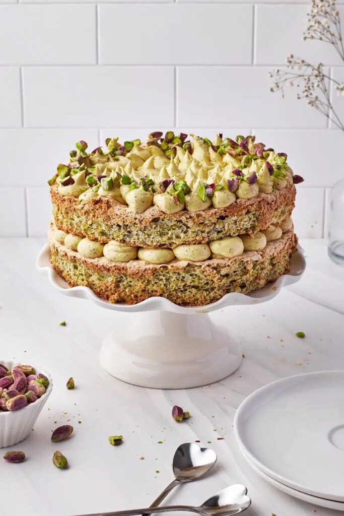 Pistachio Dacquoise Cake French Dessert