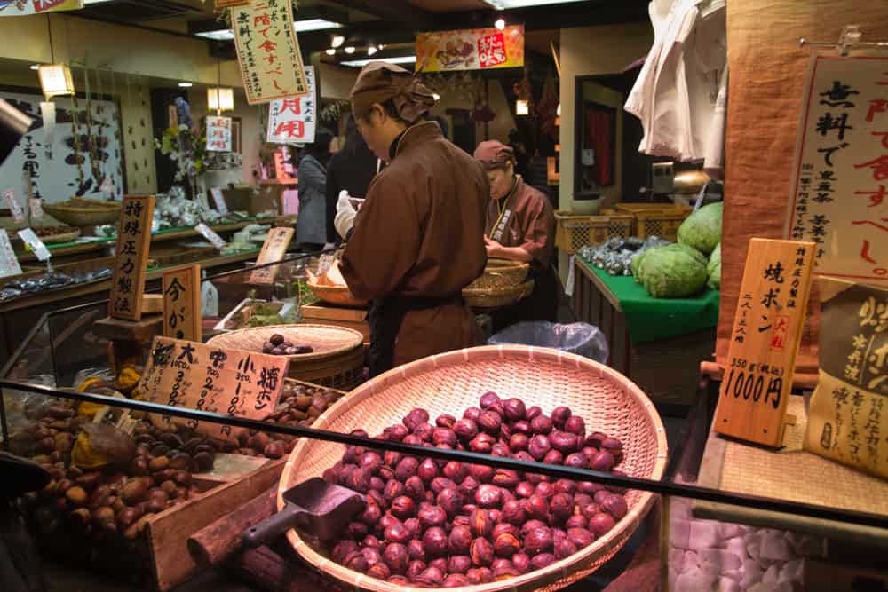 Kyoto Food - Chestnuts in Nishiki Market
