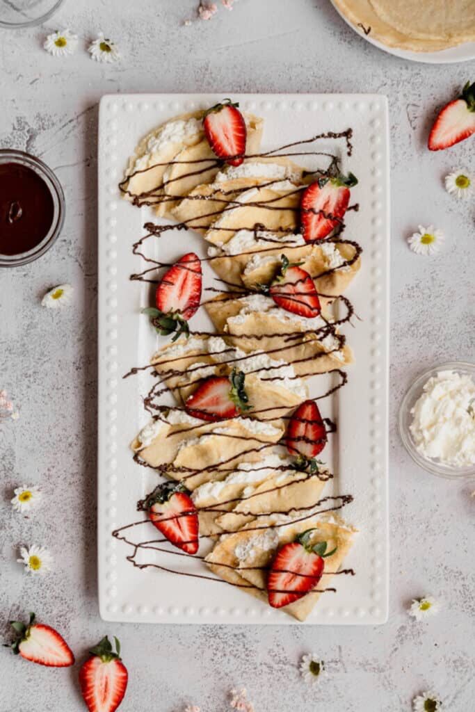 Crepes With Strawberries Cream French Dessert