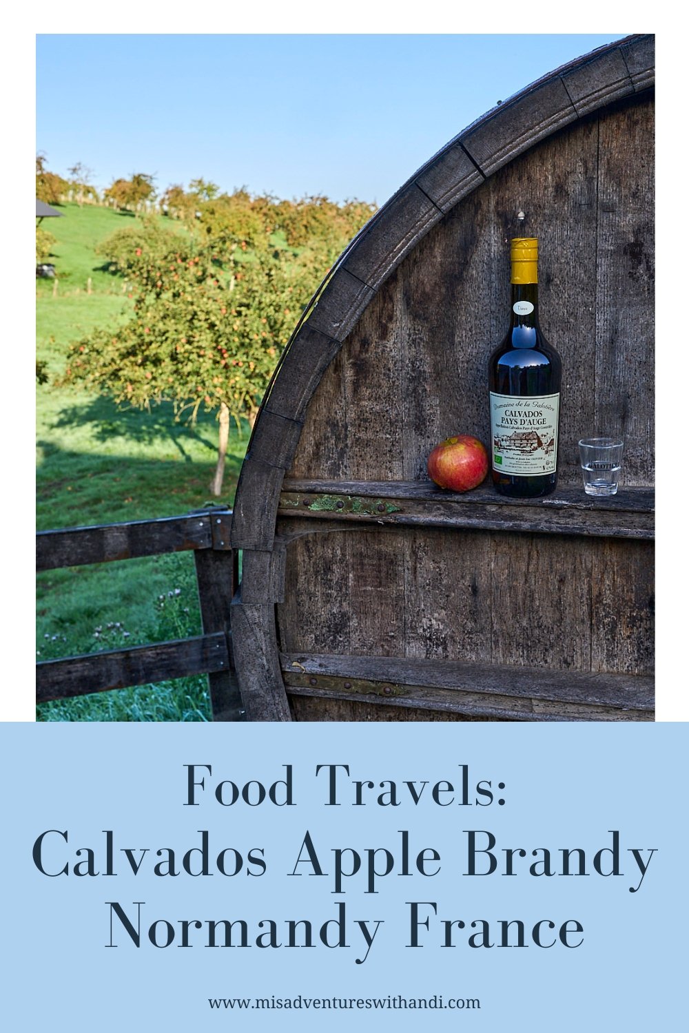 Calvados Apple Brandy from Normandy Calvados Apple Brandy bottle and apple