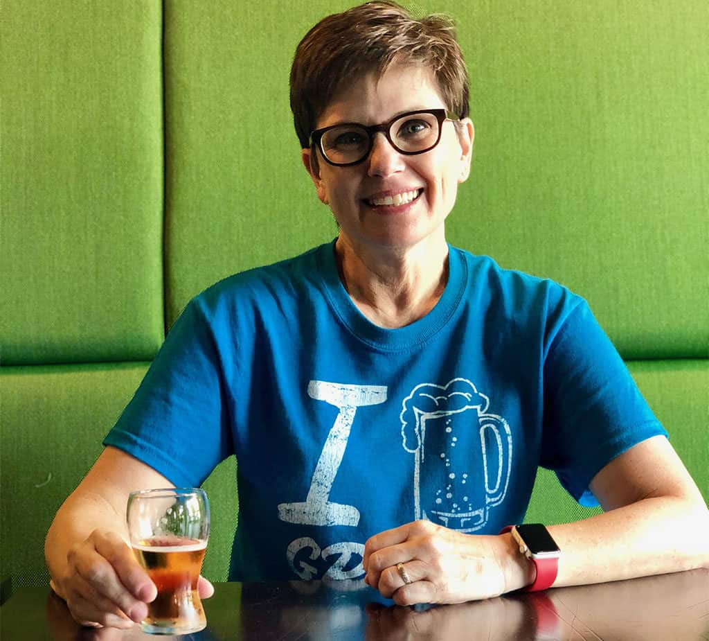 Andi and her little beer in Grand Rapids