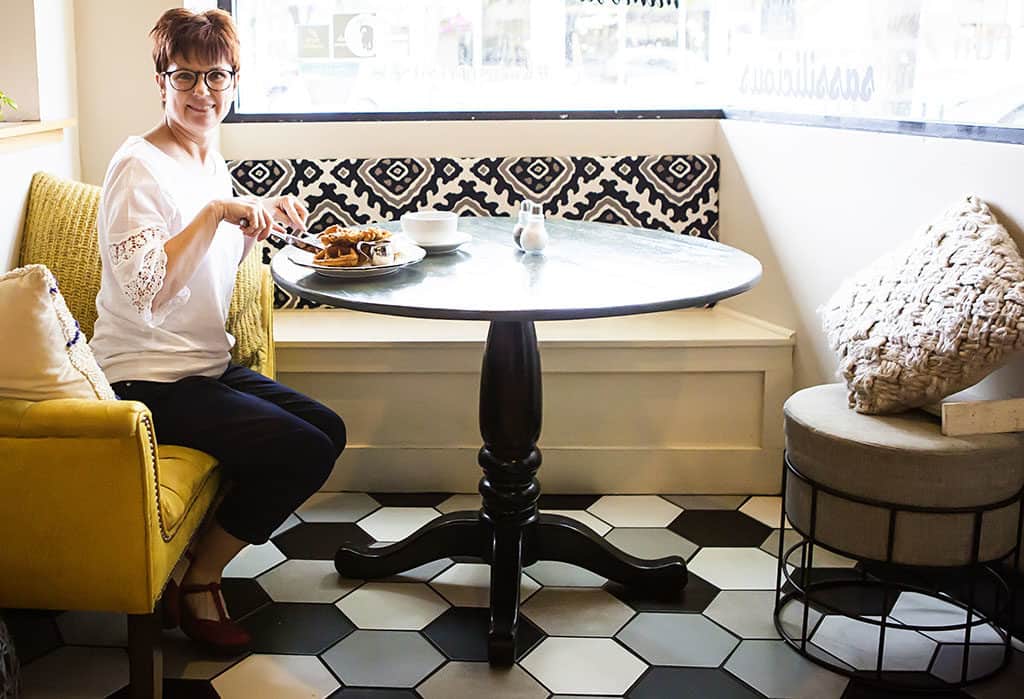 Andi having breakfast at the Sassy Biscuit in Billings Montana_Photo credit Kristin Hartzler