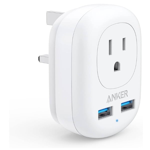 Anker European Travel, PowerExtend USB Plug International Power Adapter with 2 USB Ports and 1 Outlet