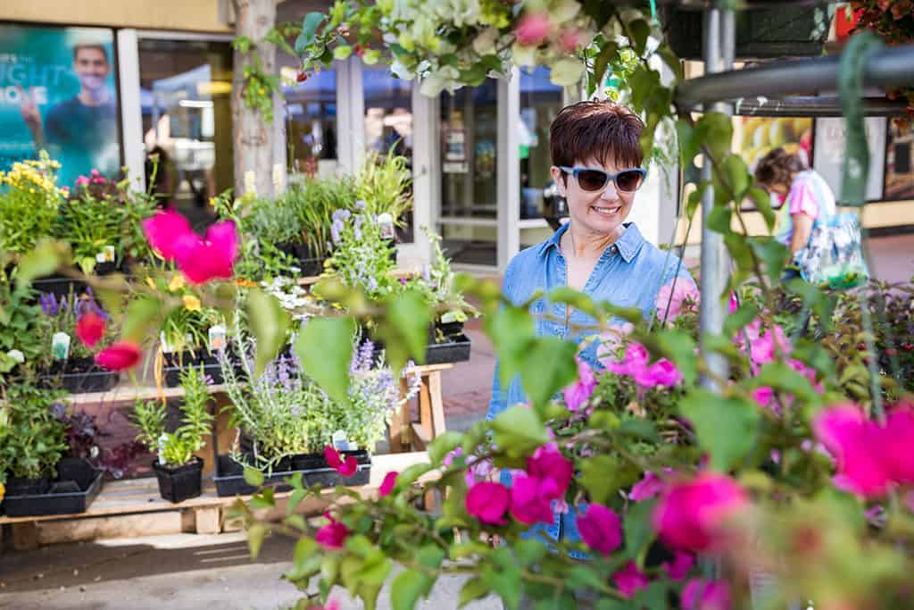 At the Billings Montana Yellowstone Valley Farmers Market in Chicos Summer Travel Collection