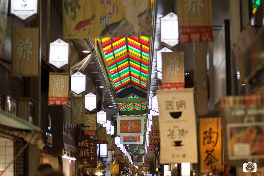Beautiful colored glass ceiling in Kyoto Nishiki Market