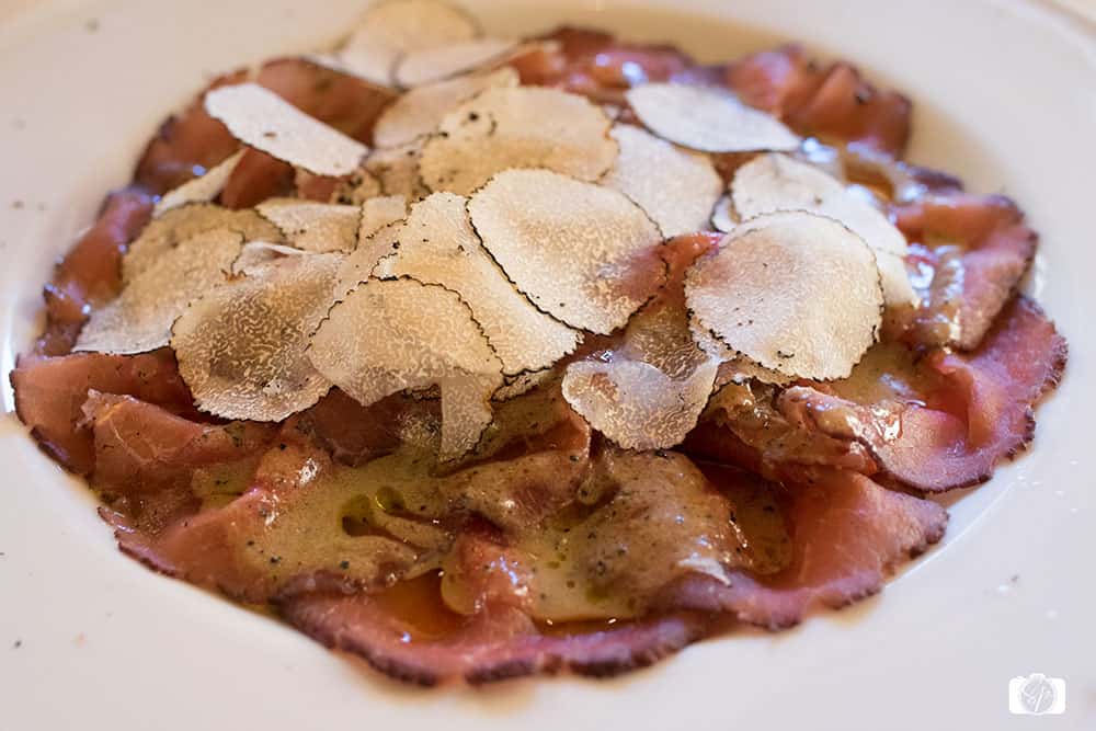 Boar and Truffle at the La Bottega Di Cacio Restaurant in San Quirico d'Orcia in Tuscany Italy