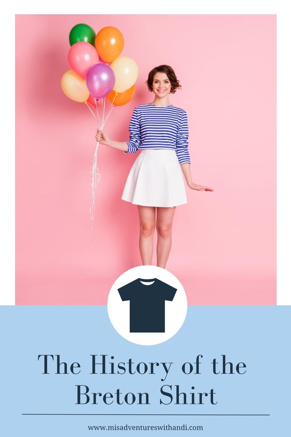 The French Breton Striped Shirt woman in blue and white striped shirt and white skirt