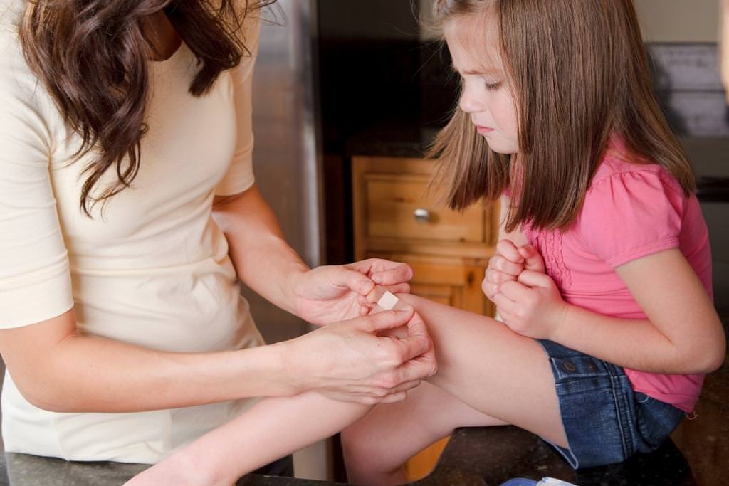 Child getting first aid