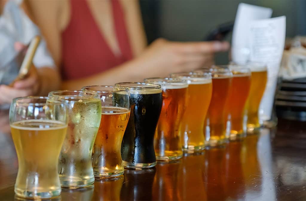 Beer flights at CityBuilt Brewery Grand Rapids