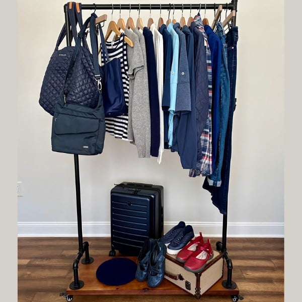 clothing rack with clothes
