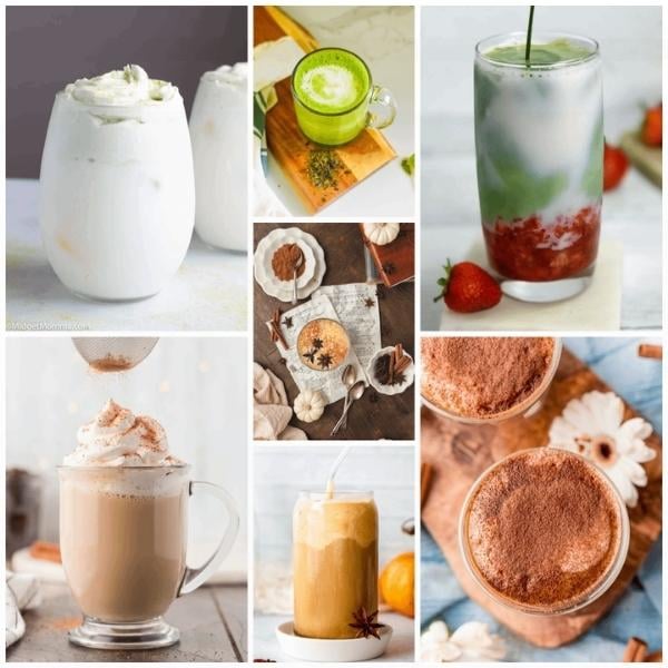 collage of lattes