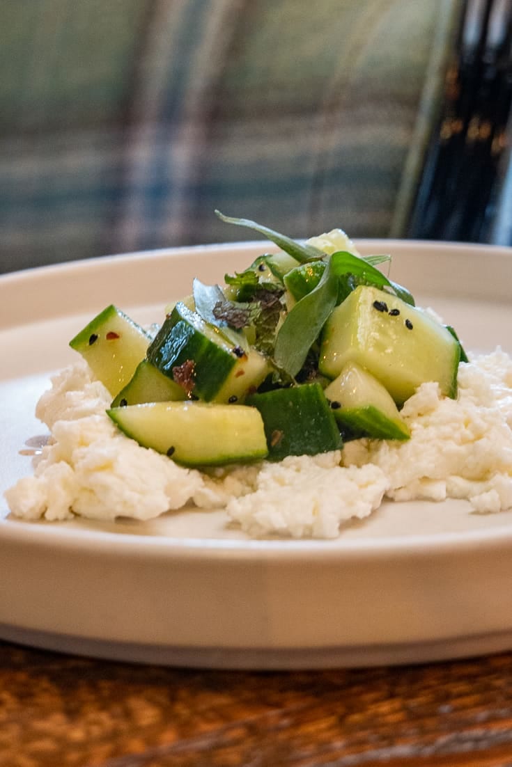 Cucumbers and goat cheese from the Fieldhouse Restaurant in Billings Montana 2