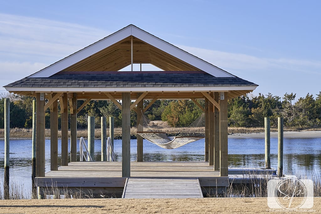 Dock with hammock on Front Street in Beaufort North Carolina