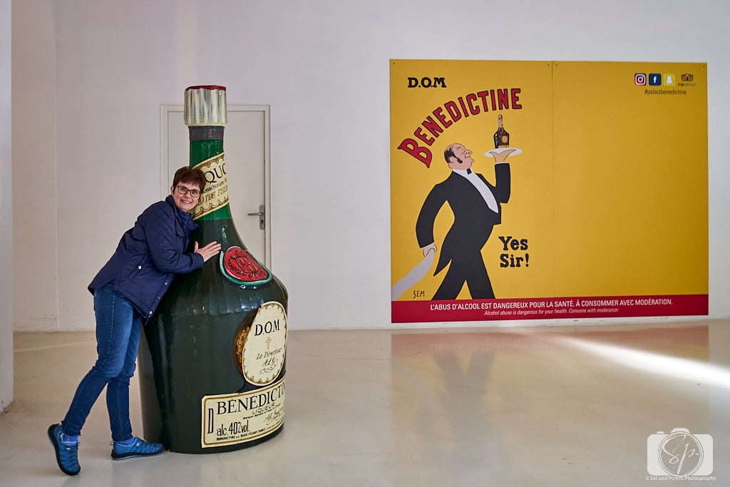 Fecamp France Benedictine Palace Andi Hug a Bottle of Benedictine