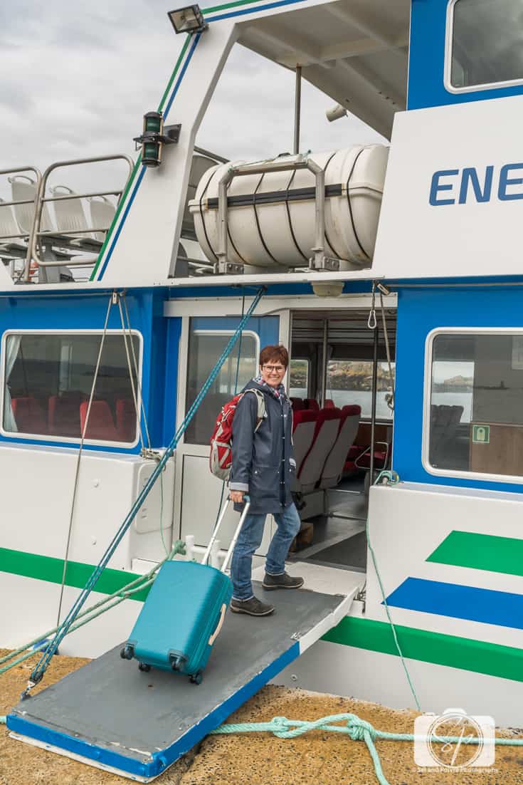 Andi on the ferry back from Ile de Brehat Brittany France