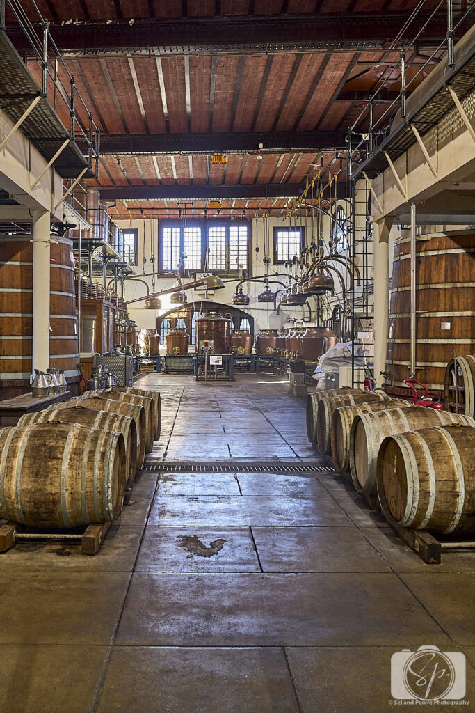 cellar with French oak barrels of benedictine liqueur