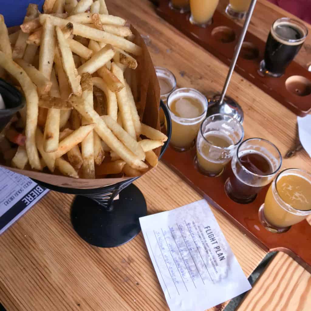 Fries and Beer flight at Jolly Pumpkin Grand Rapids