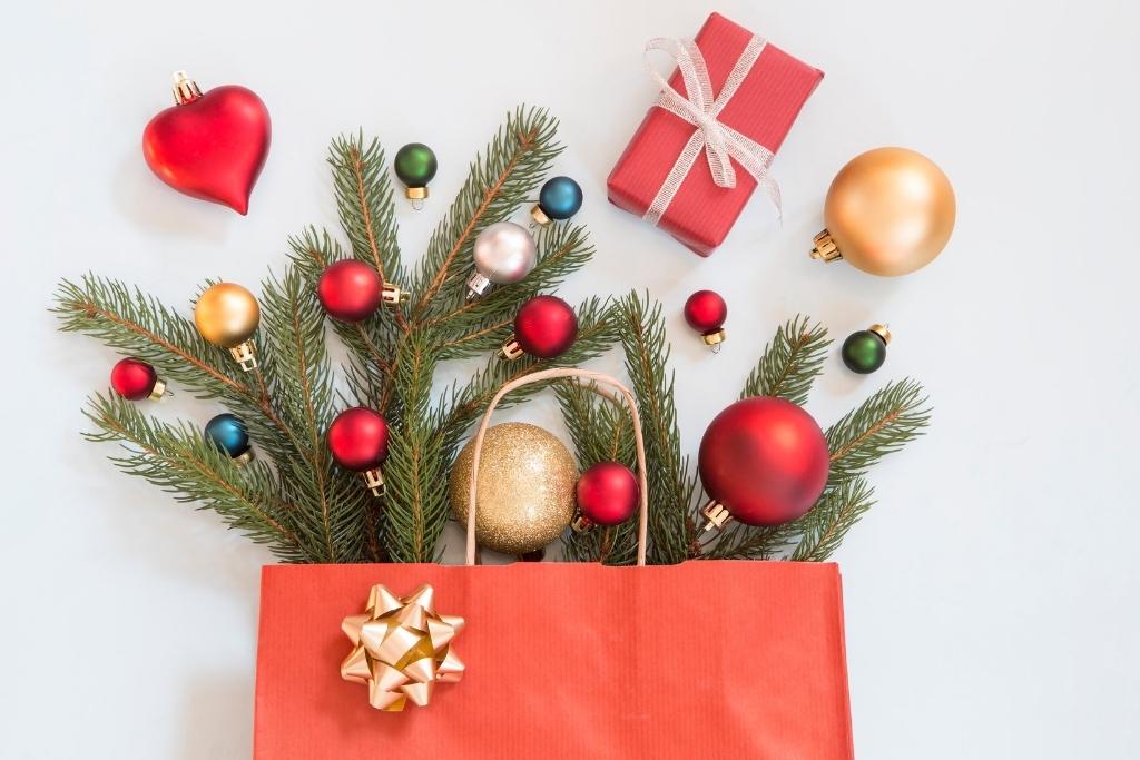 gift bag with pine branches