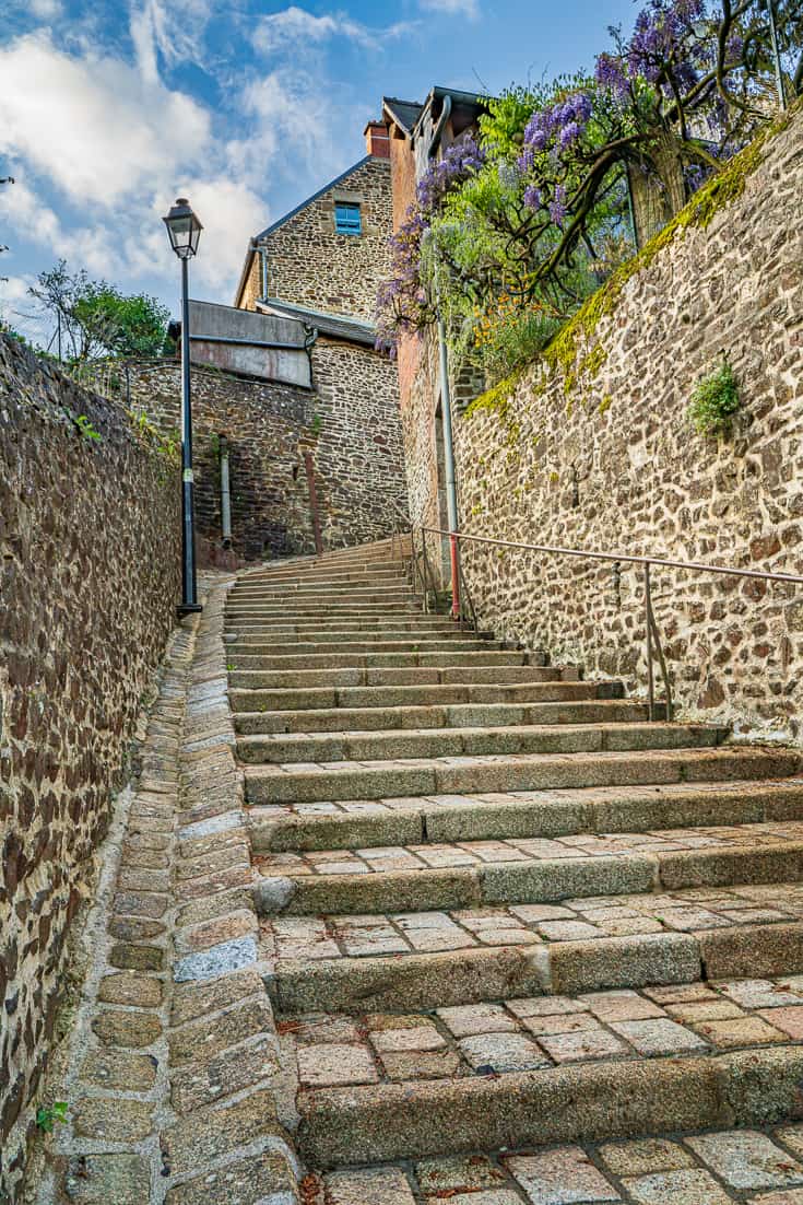 Going up the Balzac Stairs (staircase of the Duchess Anne) Fougeres France