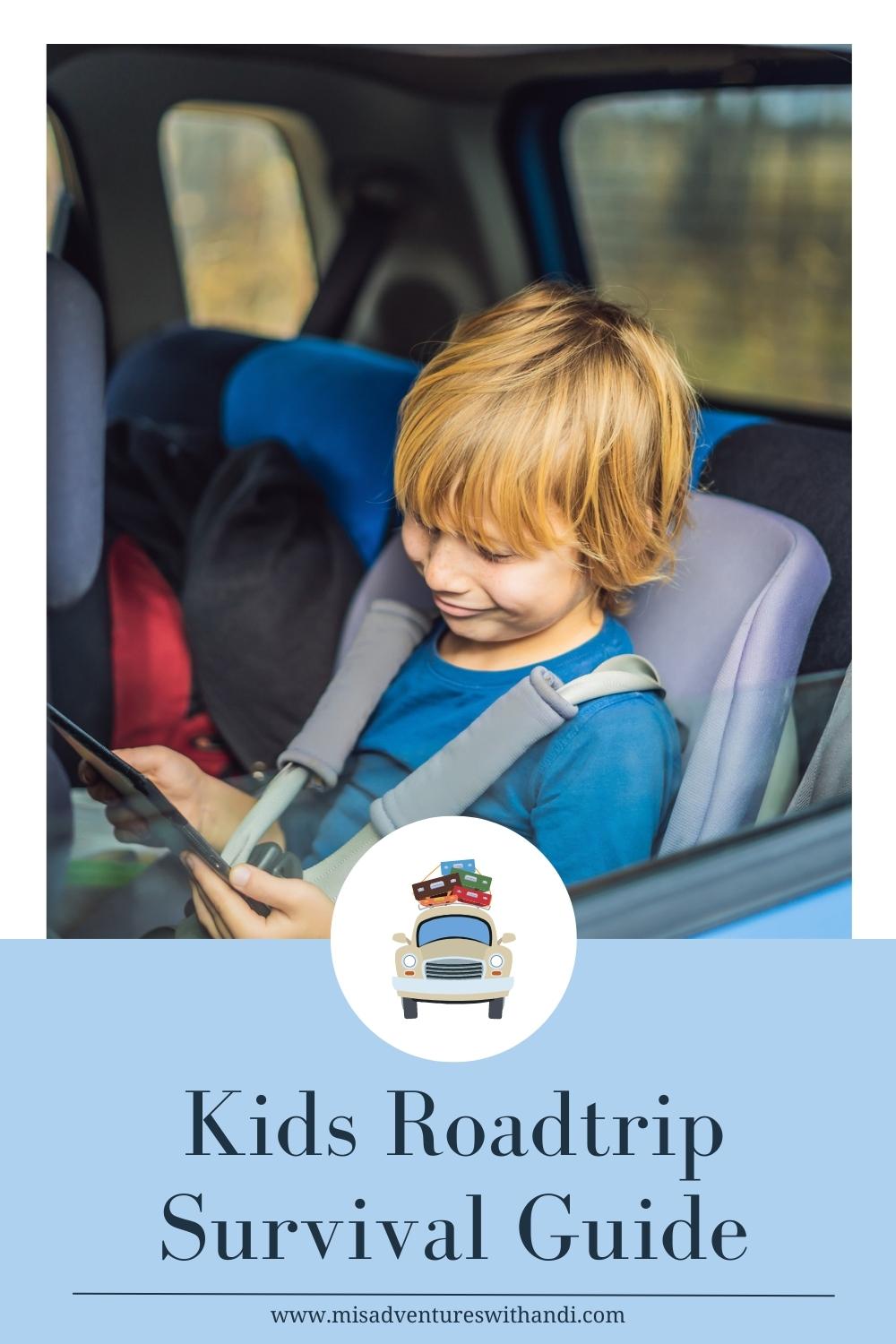 Kids Roadtrip Survival Guide Kid with iPad in car