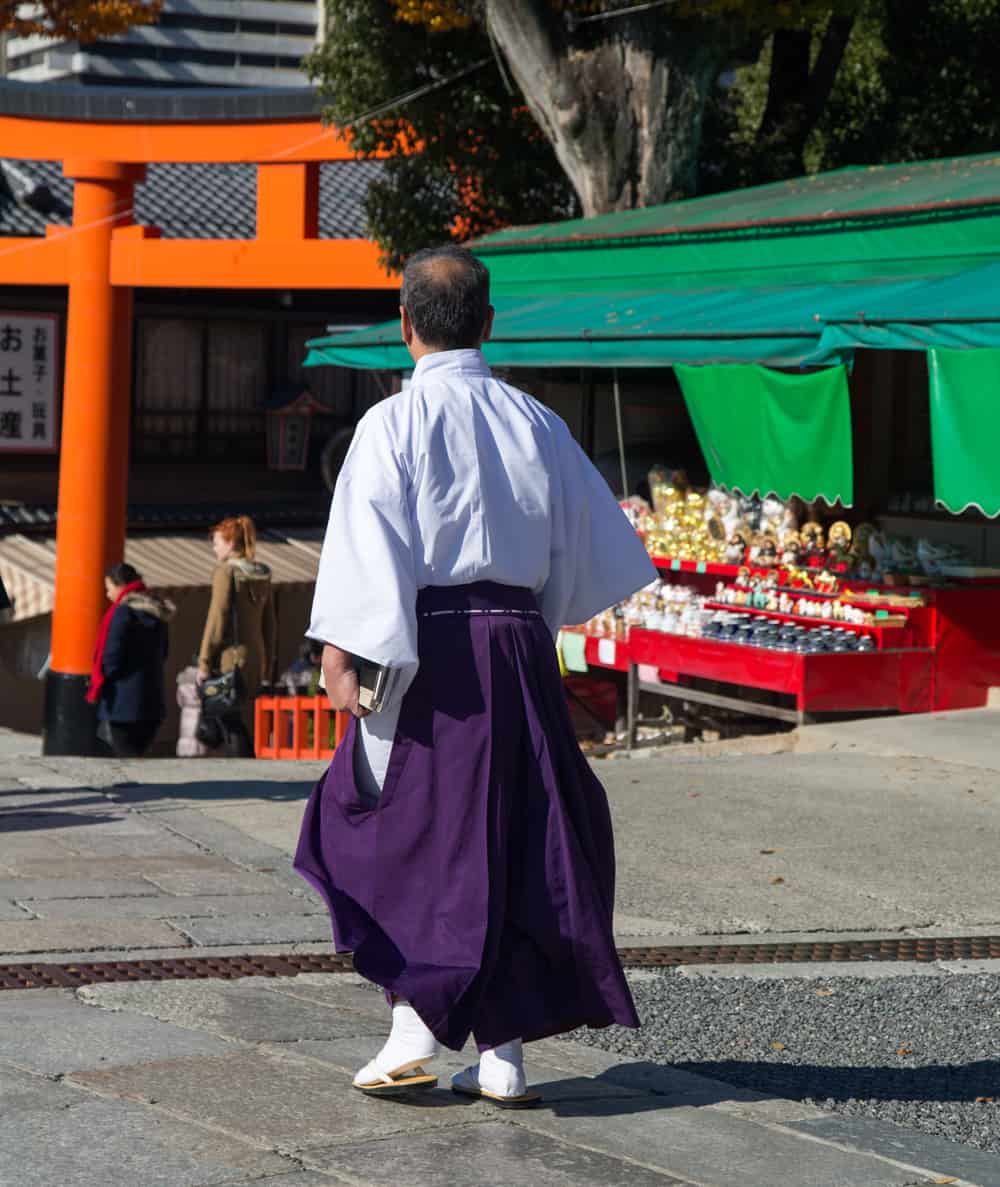 Wearing a Kimono in Kyoto: Priest in Kimono at a Temple in Kyoto