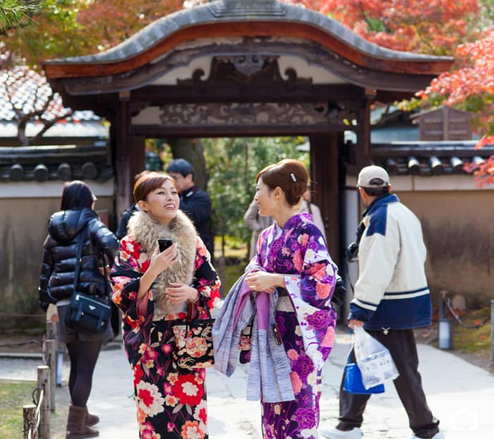 Wearing a Kimono in Kyoto: Girls in Kimono at a Temple in Kyoto