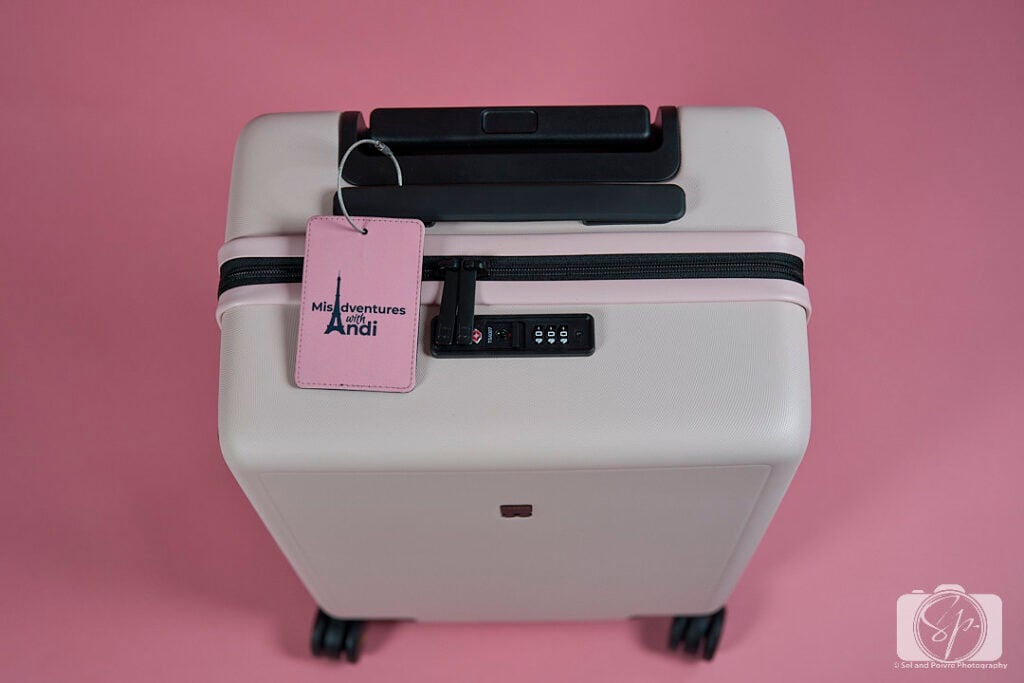 Level 8 Luminous Textured Carry-On with Misadventures with Andi tag