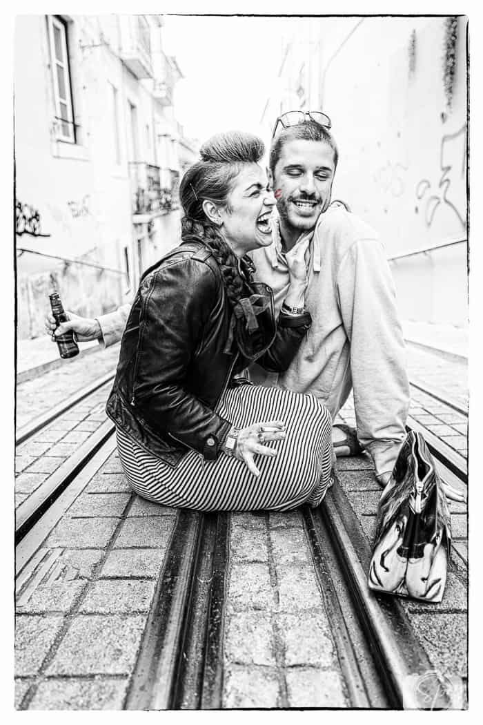 Lisbon Natcha and Friend at Elevator at Bica