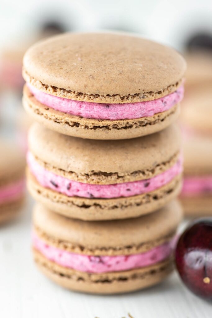 Chocolate Cherry Macarons