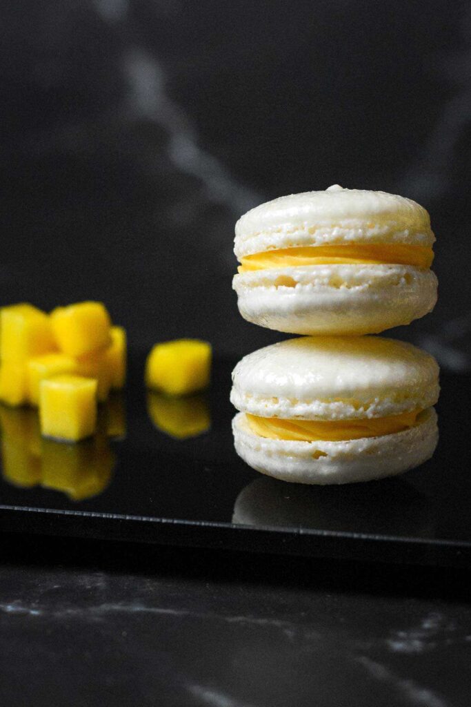 White Chocolate Mango Macarons