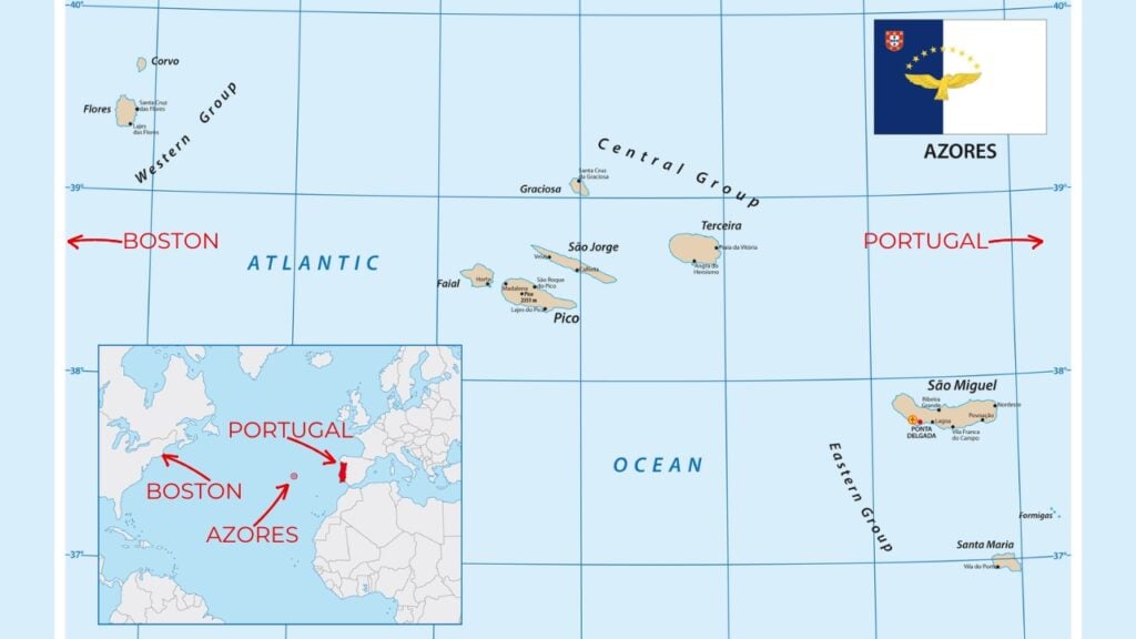Map of Azores with Sao Miguel