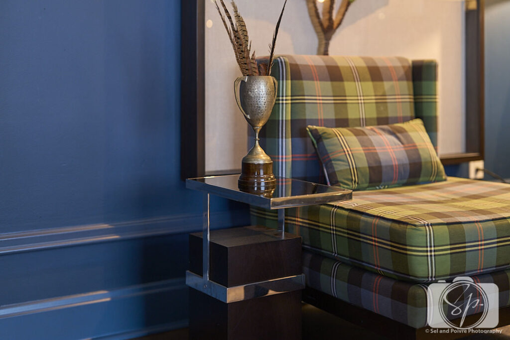 North Carolina Tartan in the living room of the Kimpton Cardinal Hotel