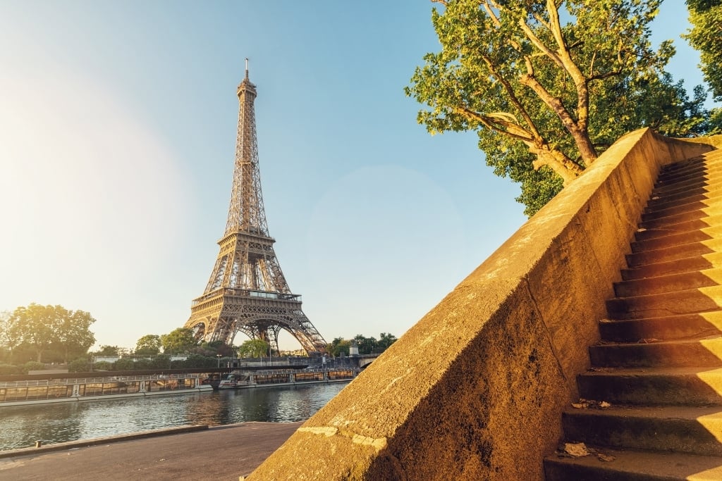 the Eiffel Tower from the Seine