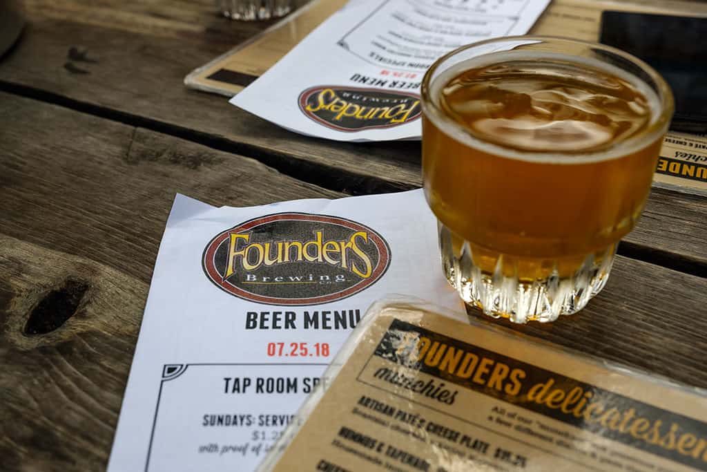 Sampler at Founders Brewery in Grand Rapids