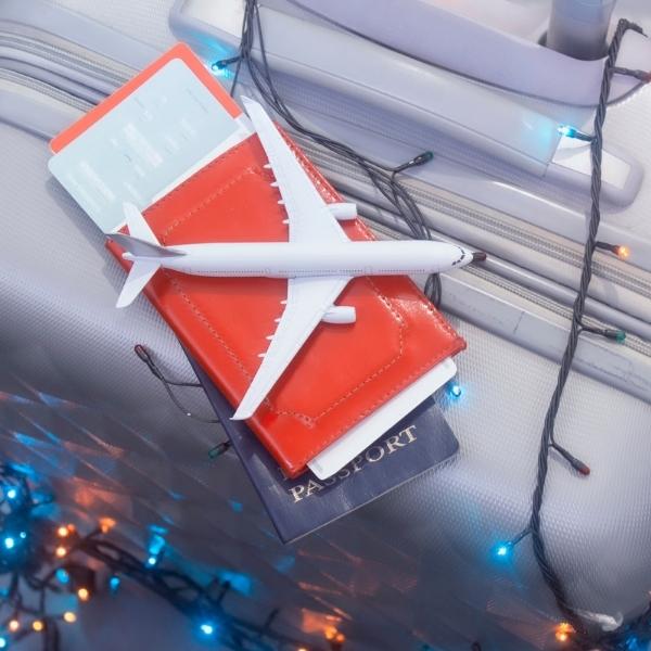 suitcase with toy plane on it