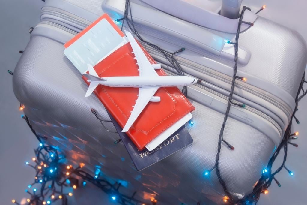 suitcase with toy plane on it