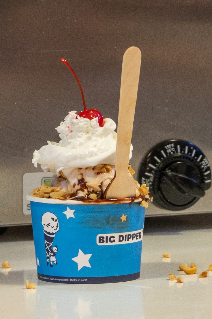 Sundae from the Big Dipper Ice Cream Shop in BIllings Montana