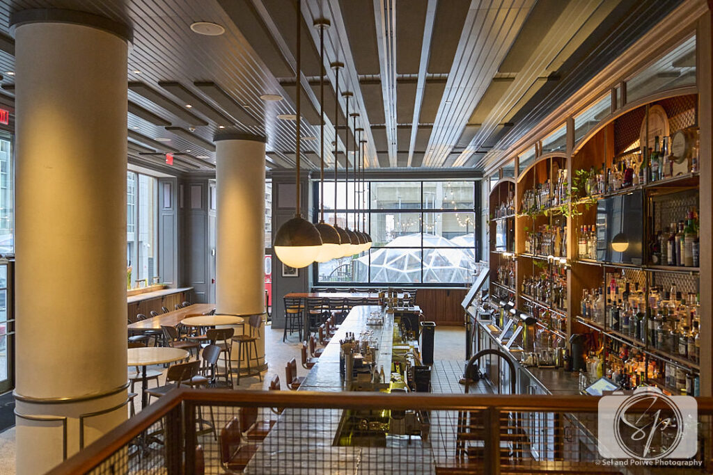 The bar in the Katherine Brasserie at the Kimpton Cardinal Hotel in Winston-Salem