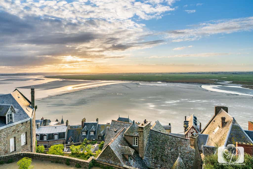 The view of Mont St Michel Bay from Mont St Michel Normandy France