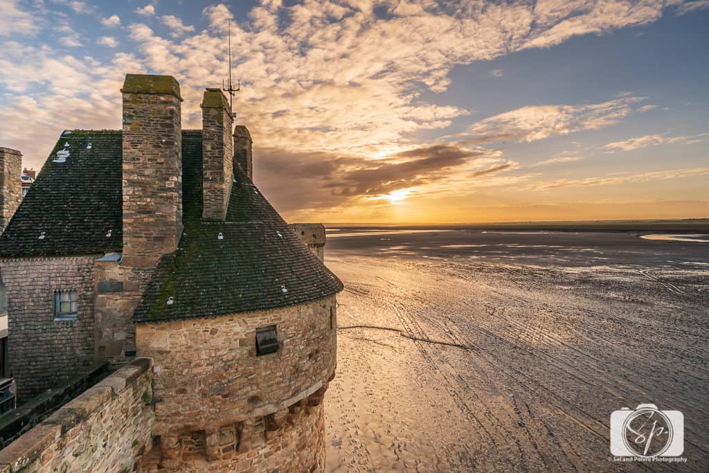 The view of Mont St Michel Bay from Mont St Michel Normandy France