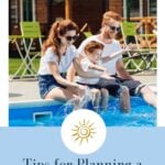 family with feet in pool water