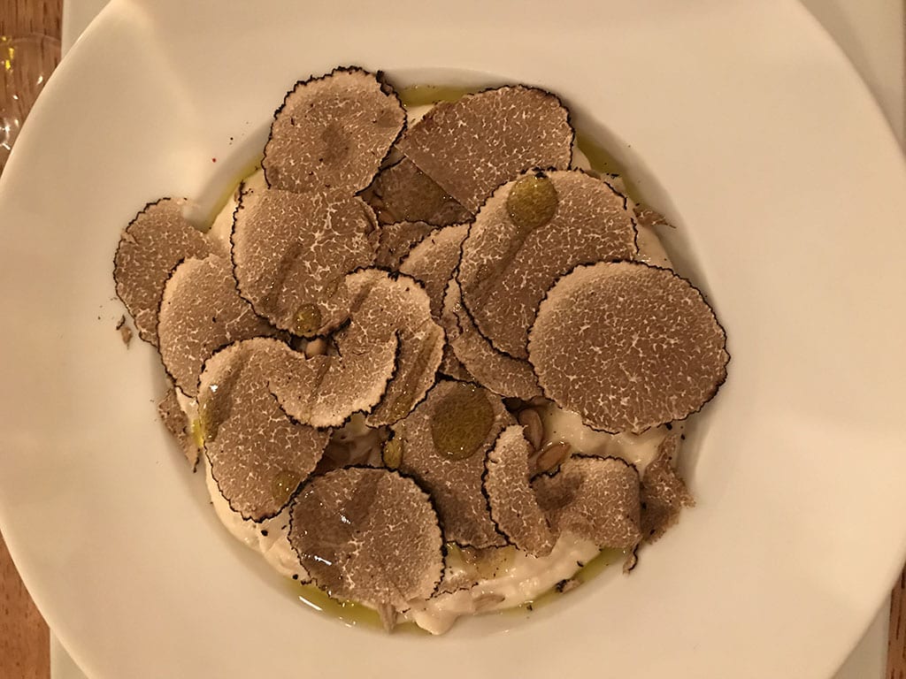 Truffle Gnocchi at Un jour a Peyrassol restaurant in Paris 2nd Arrondissement