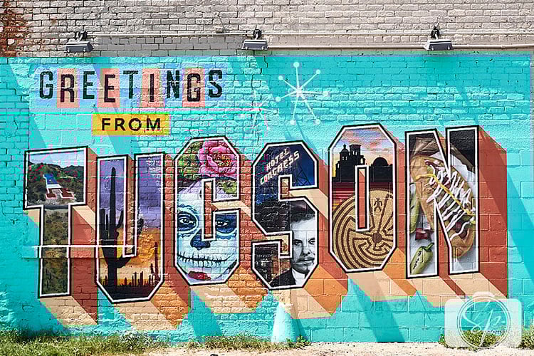 Tucson Greetings Mural by Rock Martinez and Victor Ving hero