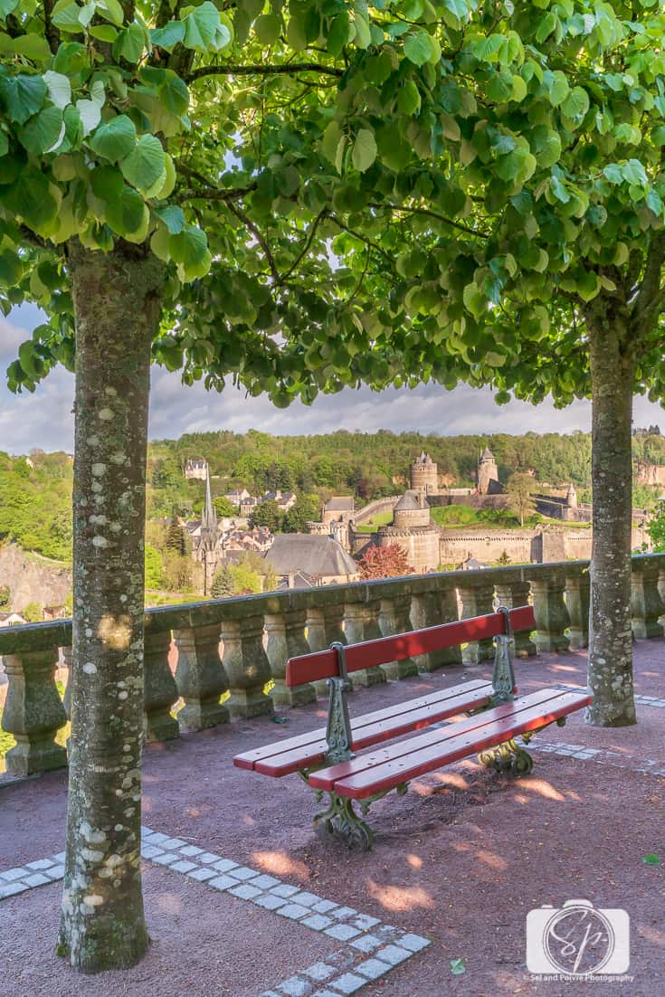 View of the Chateau de Fougeres from St Leonards church- Fougeres France