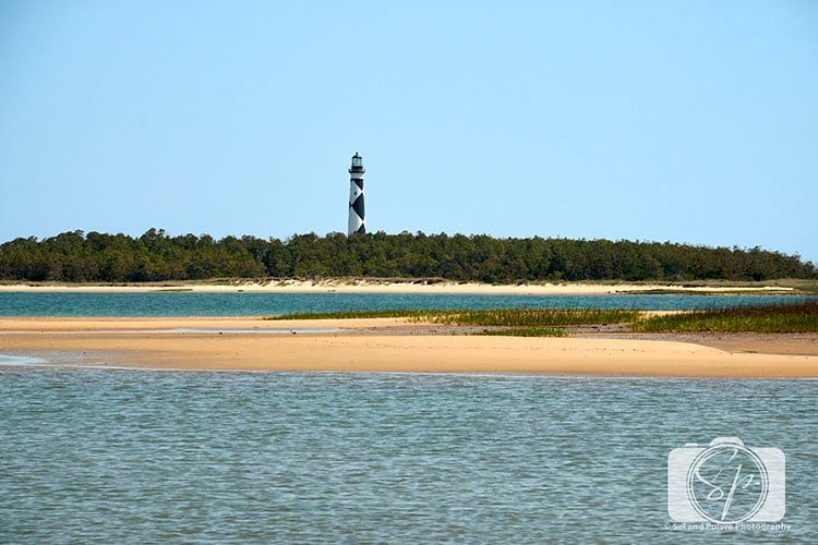 View of the Lighthouse from the beach on Cape Lookout National Seashore