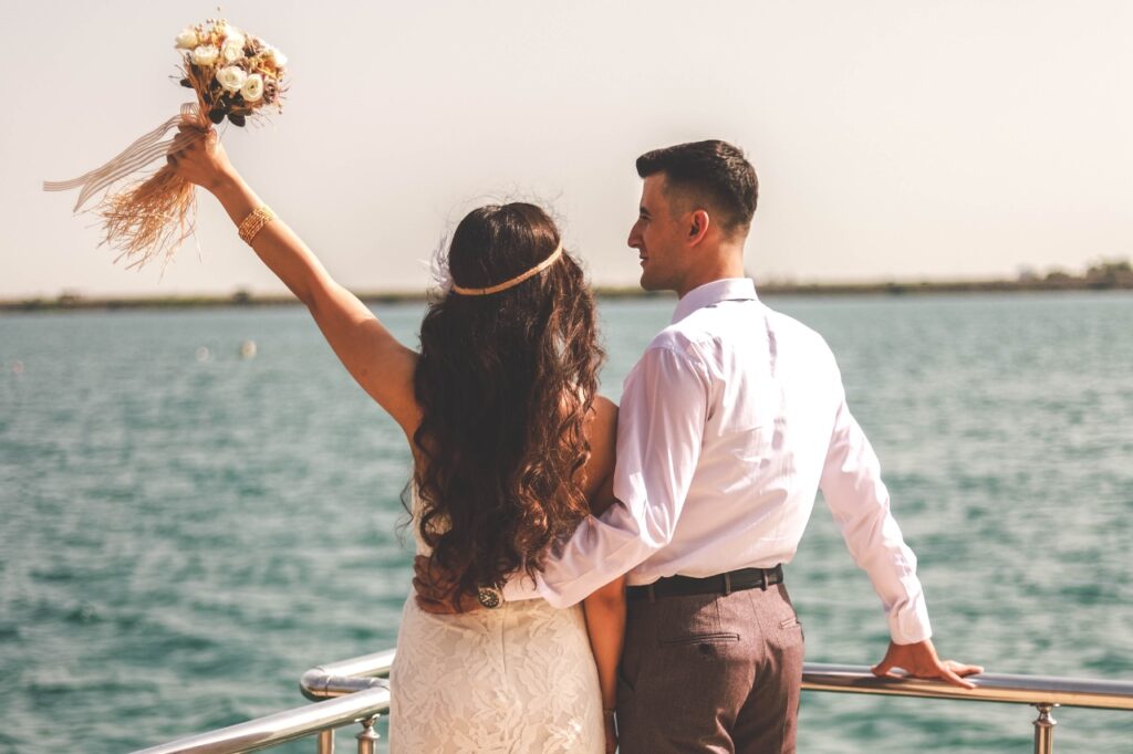 wedding couple on lake tahoe