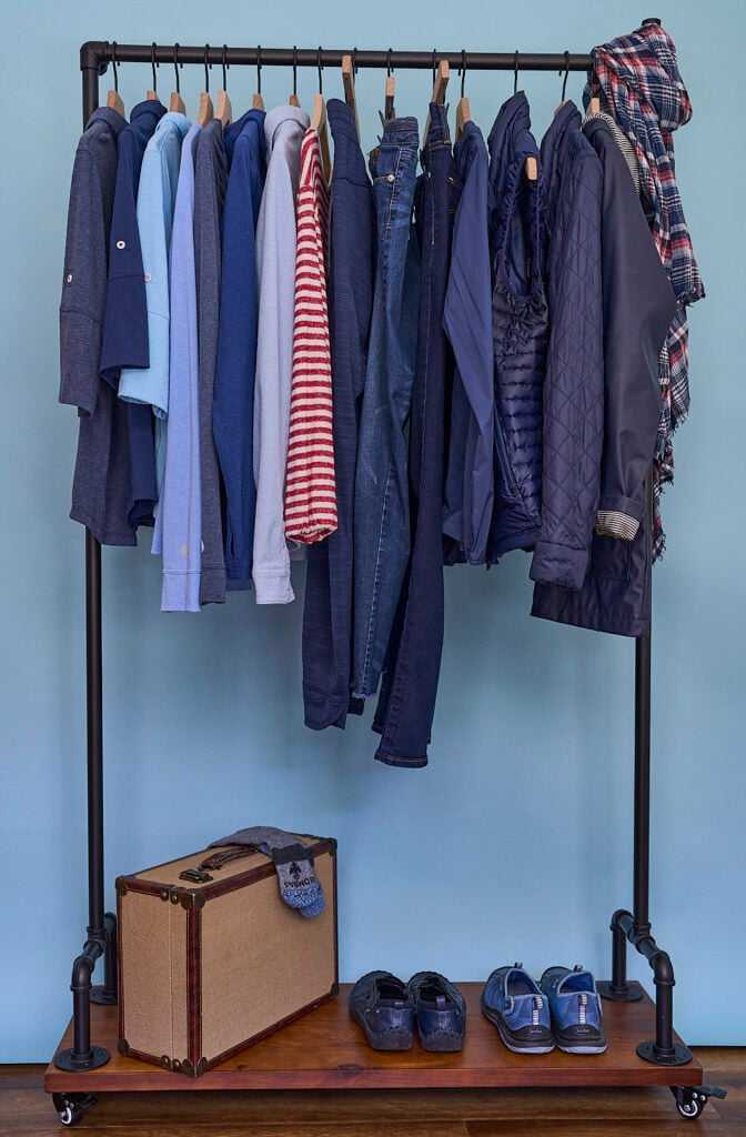 clothes rack with clothes